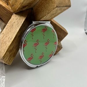 Mirrored Compact With Flamingos NEW